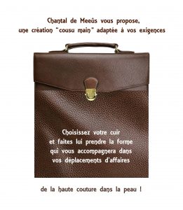 Sacoche First class en veau grainé, doublé agneau, entièrement cousu main, pour aller au bureau, pour emmener votre tablette et vos outils de communication.